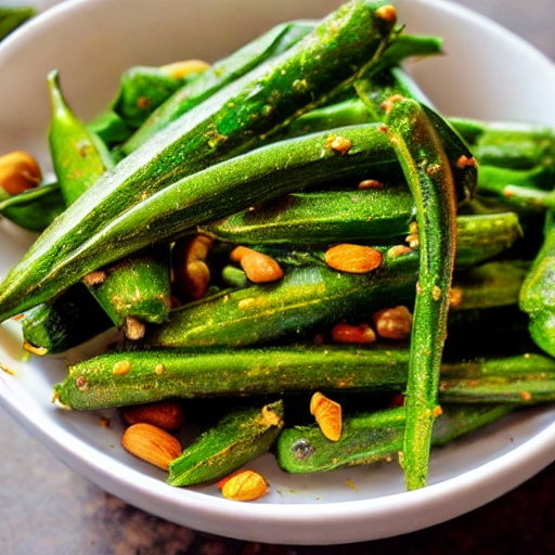 Fried Bhindi with Peanuts