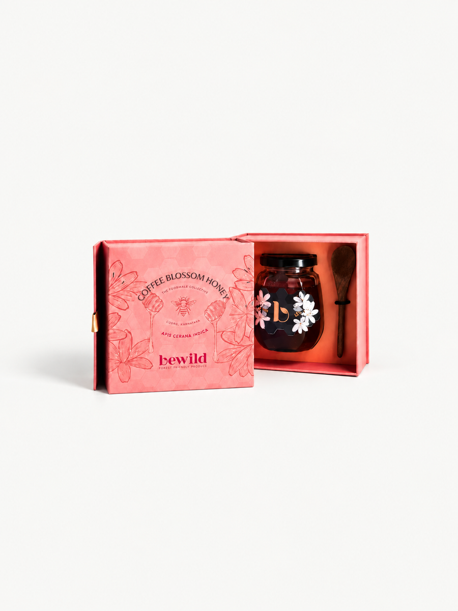 Bewild Coffee Blossom Honey jar and floral packaging